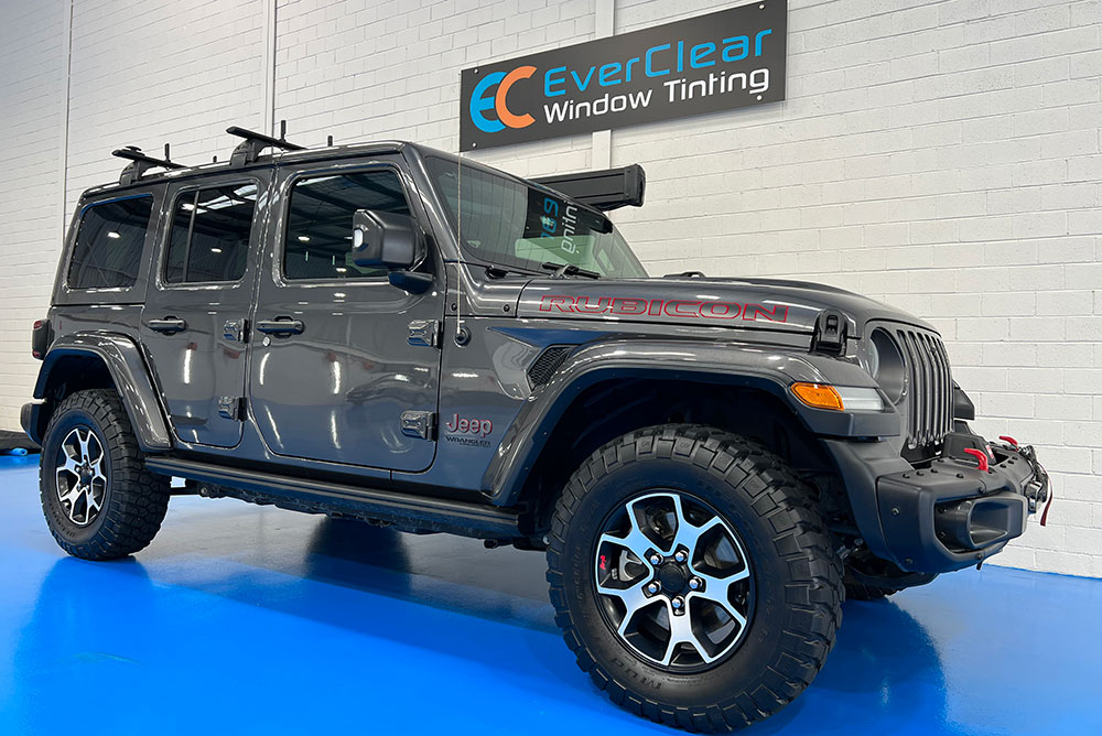 Carbon window tinting on a Jeep